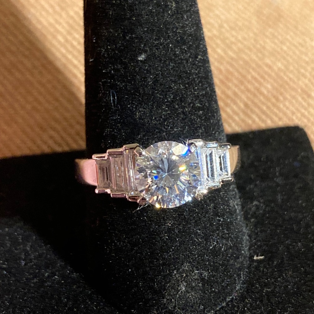 Sterling Silver Dillenium Cut CZ Ring Sz 11